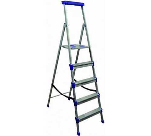 Стремянка стальная 5 ступеней (1,07м), с лотком для инструментов